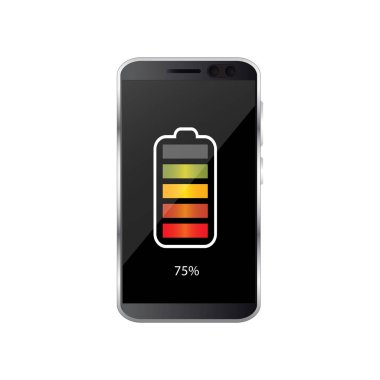 Pil şarj durumu göstergesi simgeler. Şarj telefonun batarya farklı seviyeleri ile ayarlayın. Vektör çizim.