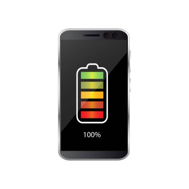 Pil şarj durumu göstergesi simgeler. Şarj telefonun batarya farklı seviyeleri ile ayarlayın. Vektör çizim.