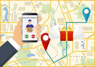 Hızlı hediye teslimat hizmeti kavramı. Hızlı çözüm sunuyoruz. Vektör çizim