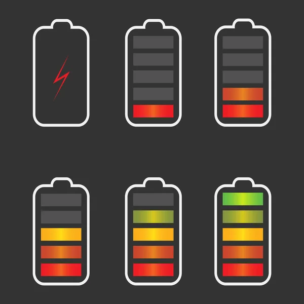 Iconos Del Indicador Estado Carga Batería Set Con Diferentes Niveles — Archivo Imágenes Vectoriales