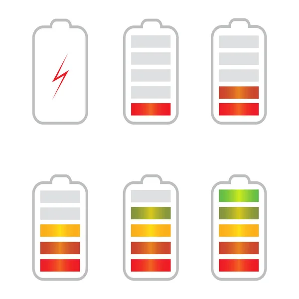 Symbole Für Den Ladezustand Der Batterie Set Mit Unterschiedlichen Ladegraden — Stockvektor