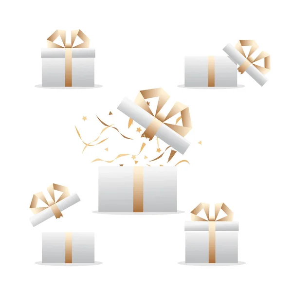 Opened gift box, surprise, birthday, holiday concept. Vector
