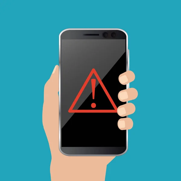 Concept Notification Des Logiciels Malveillants Sur Smartphone Alerte Rouge Concept — Image vectorielle