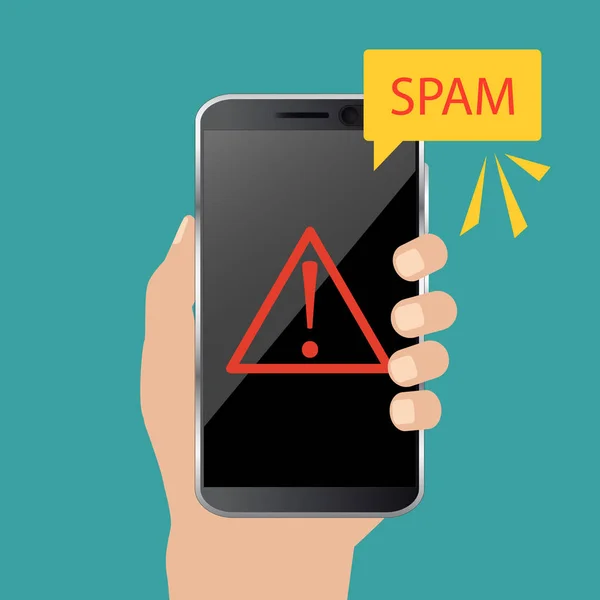 Conceito Notificação Malware Smartphone Alerta Vermelho Conceito Dados Spam Vetor —  Vetores de Stock