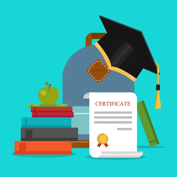 Ícone Educação Licenciatura Chapéu Livros Certificado Ilustração Vetorial —  Vetores de Stock