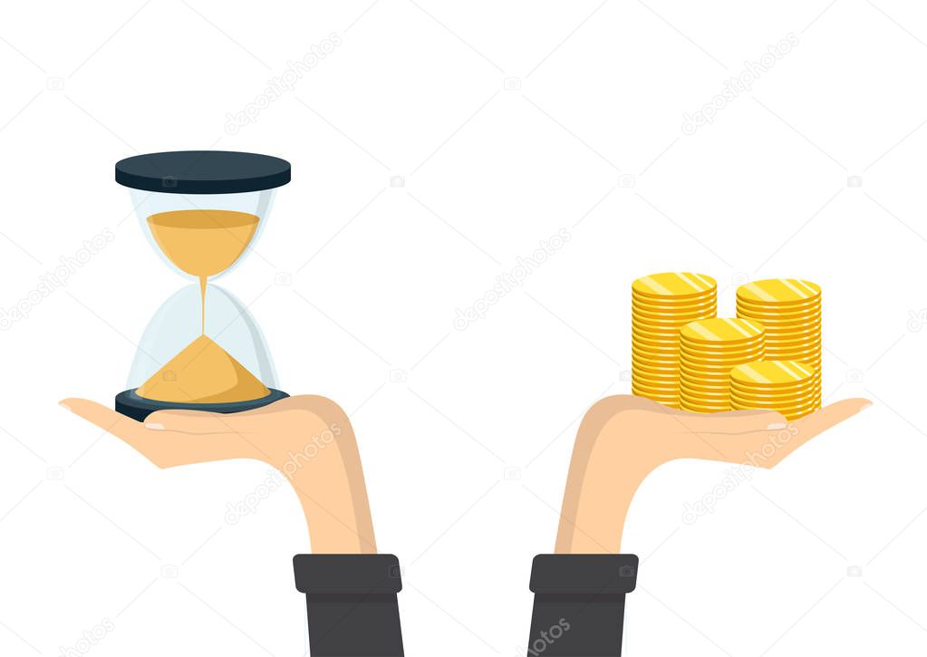 Time is money concept. Financial planning, deadline and time management. Vector illustration