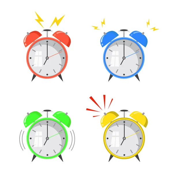 Suena Despertador Dibujos Animados Despierta Concepto Matutino Diseño Plano Icono — Vector de stock