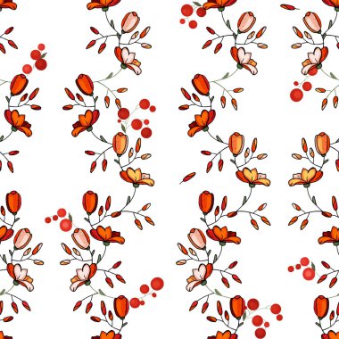 Trendy çiçek desenli. İzole seamless modeli. Antika arka plan. Duvar kağıdı. Elle çizilmiş. Vektör çizim.