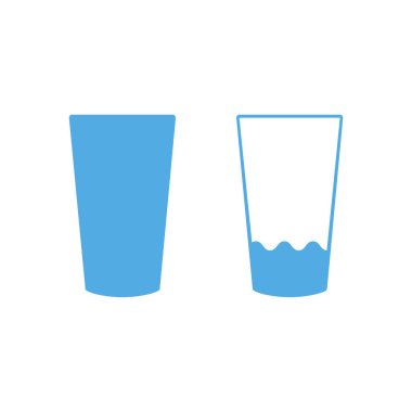 Bir bardak su. İzole simgesi. Vektör çizim