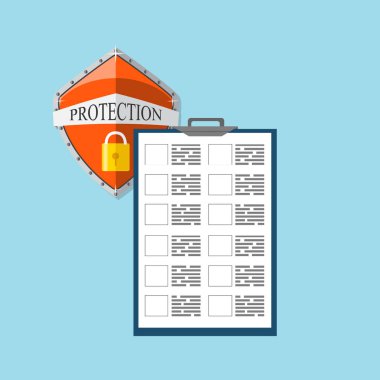 Belge koruma kavramı. Gizlilik, güvenlik fikir. Vektör çizim