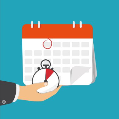 Tarih ve saat simgesi. Kronometre ve takvim. Vektör