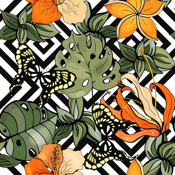 Модний Квітковий Візерунок Ізольований Безшовний Візерунок Вінтажний Фон Шпалери Рука — стоковий вектор