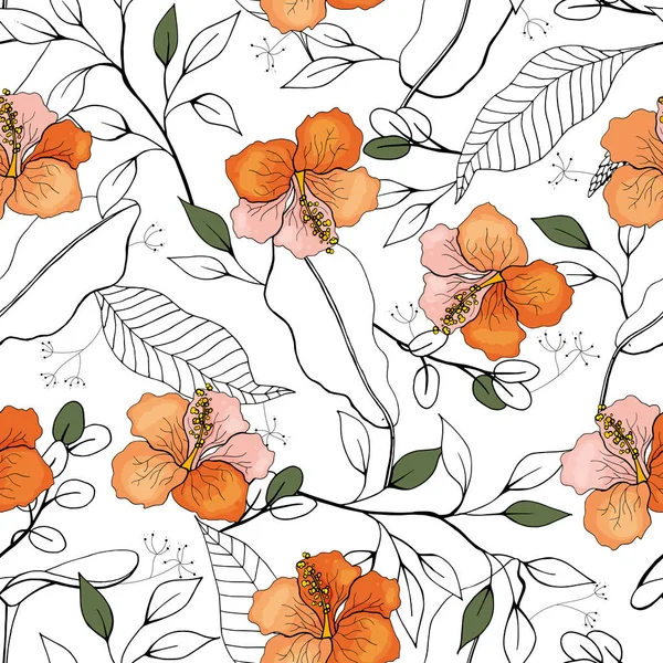 Trendiges Blumenmuster Isolierte Nahtlose Muster Vintage Hintergrund Tapete Handgezeichnet Vektorillustration — Stockvektor