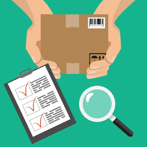 Parcel or order tracking concept. Parcel packaging box with bar-code icon. Vector illustration