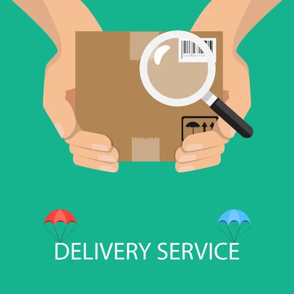 Parcel or order tracking concept. Parcel packaging box with bar-code icon. Vector illustration