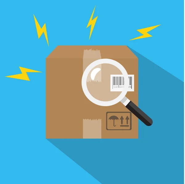 Parcel or order tracking concept. Parcel packaging box with bar-code icon. Vector illustration