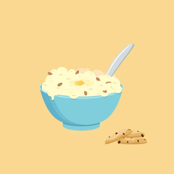 Haferflocken Mit Milch Gesundes Frühstück Vektorillustration — Stockvektor