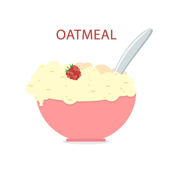 Oatmeals Sütlü Yulaf Pul Sağlıklı Kahvaltı Vektör Çizim — Stok Vektör