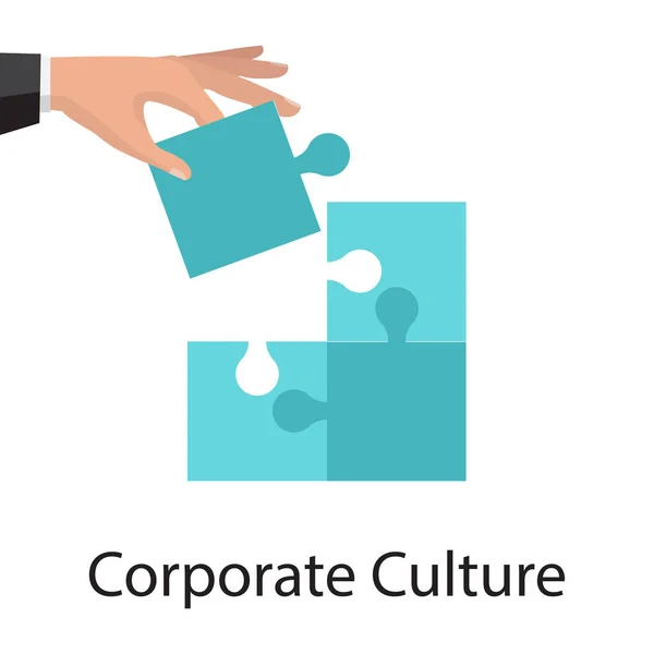 Corporate Culture Business Concept Puzzle Teamwork Unity Partnership Vector Illustration — Stock Vector