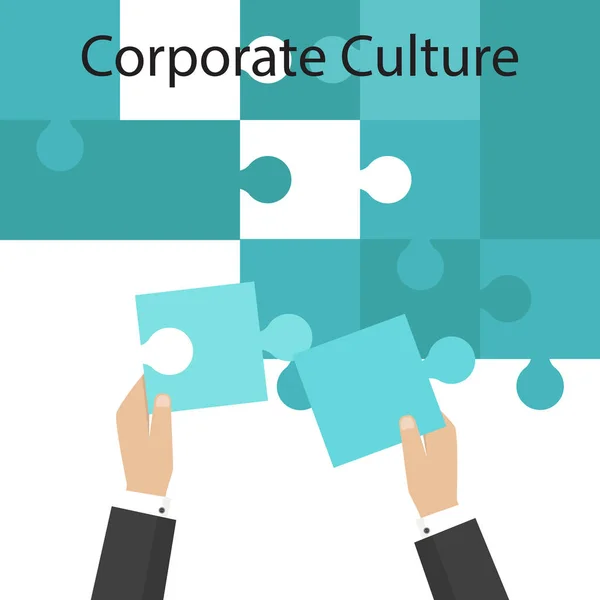 Corporate Culture Business Concept Puzzle Teamwork Unity Partnership Vector Illustration — Stock Vector