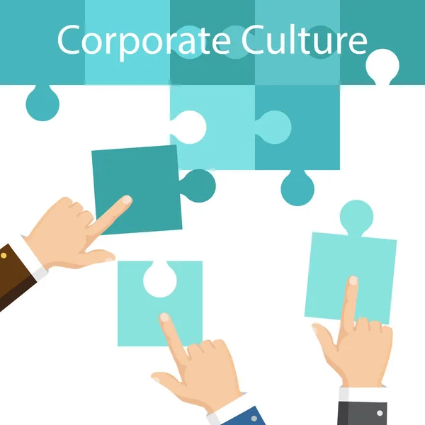 Εταιρική Κουλτούρα Της Επιχειρηματικής Ιδέας Παζλ Ομαδικής Εργασίας Και Της — Διανυσματικό Αρχείο