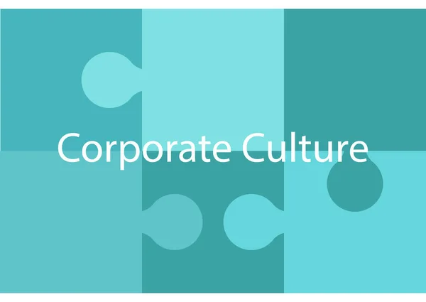 Conceito Negócio Cultura Corporativa Puzzle Trabalho Equipe Unidade Parceria Ilustração —  Vetores de Stock