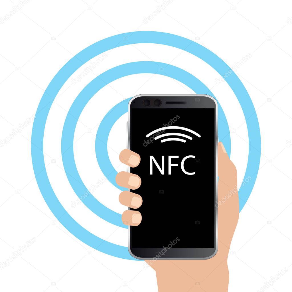 NFC touch payment concept. Vector icon.