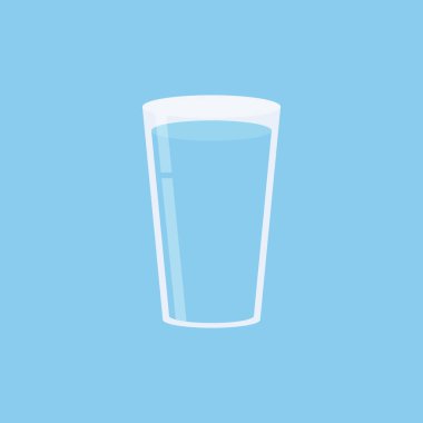 Bir bardak su. İzole simgesi. Vektör çizim