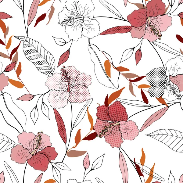 Blühen Florales Nahtloses Muster Vintage Hintergrund Tapete Blühende Realistische Isolierte — Stockvektor
