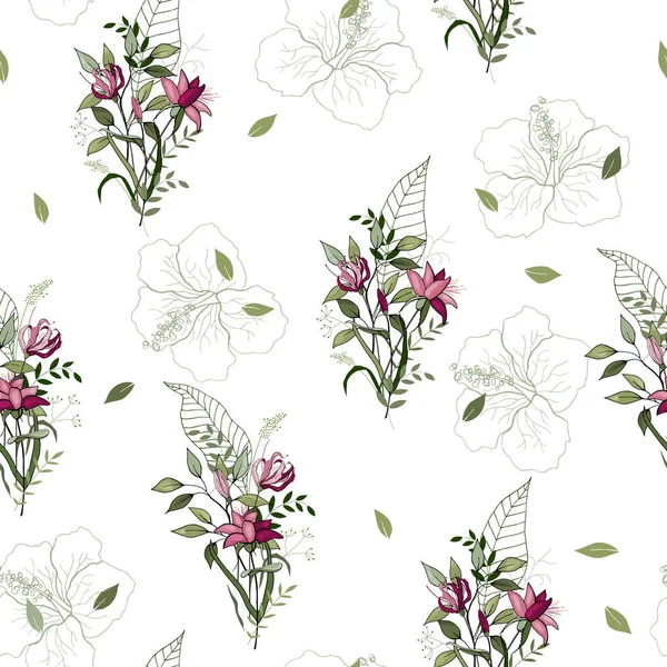 Fleurir Motif Floral Sans Couture Fond Vintage Papier Peint Floraison — Image vectorielle