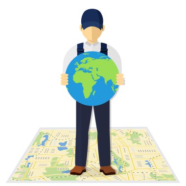 Genel kargo program kavramı. Uluslararası Dağıtım Hizmetleri. Vektör çizim