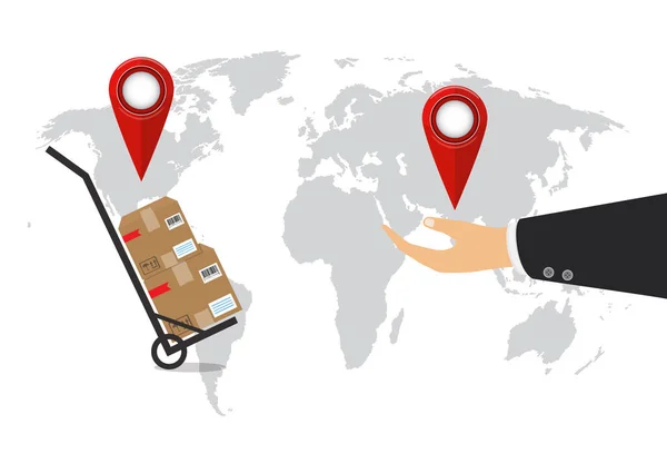 Global shipping program concept. International delivery services. Vector illustration