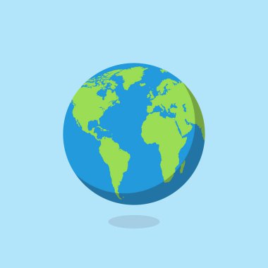 Dünya Haritası üzerinde izole beyaz arka plan. Dünya, Küre simgesi. Vektör