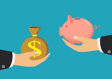 Bağış toplama kavramı, finansal güvenlik ve yatırım. Vektör simgesi