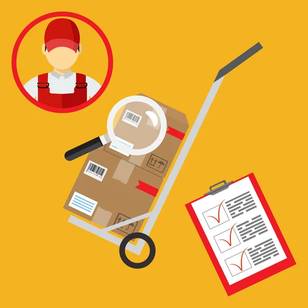 Parcel or order tracking concept. Parcel packaging box with bar-code icon. Vector illustration