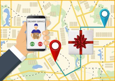 Hızlı hediye teslimat hizmeti kavramı. Hızlı çözüm sunuyoruz. Vektör çizim