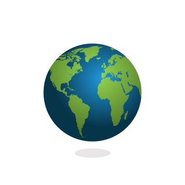 Dünya Haritası üzerinde izole beyaz arka plan. Dünya, Küre simgesi. Vektör