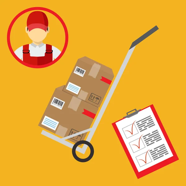 Servicio Mensajería Icono Mensajero Caja Paquetes Concepto Envío Ilustración Vectorial — Vector de stock