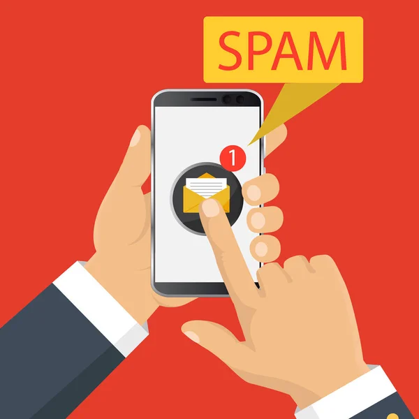 Mensagem Spam Atenção Conceito Dados Spam Ilustração Vetorial —  Vetores de Stock