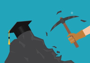 Eğitim simgesi. Mezun bir şapka, kitap, sertifika. Vektör çizim