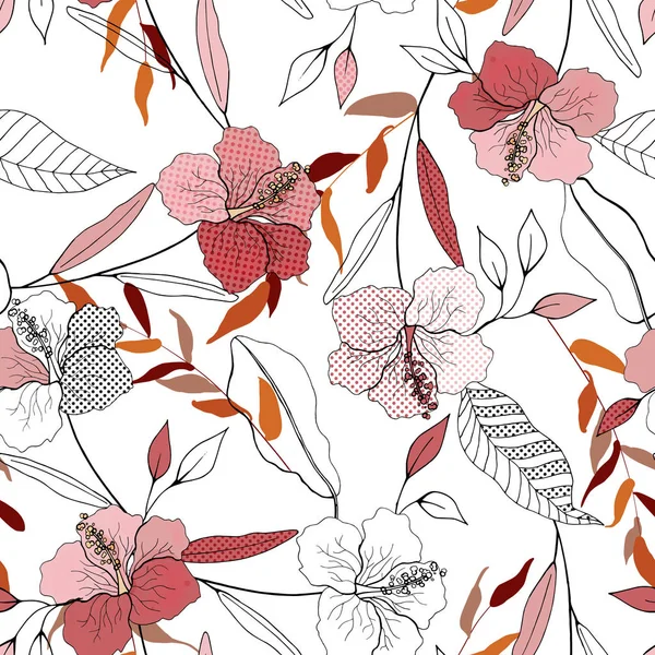 Fleurir Motif Floral Sans Couture Fond Vintage Papier Peint Floraison — Image vectorielle