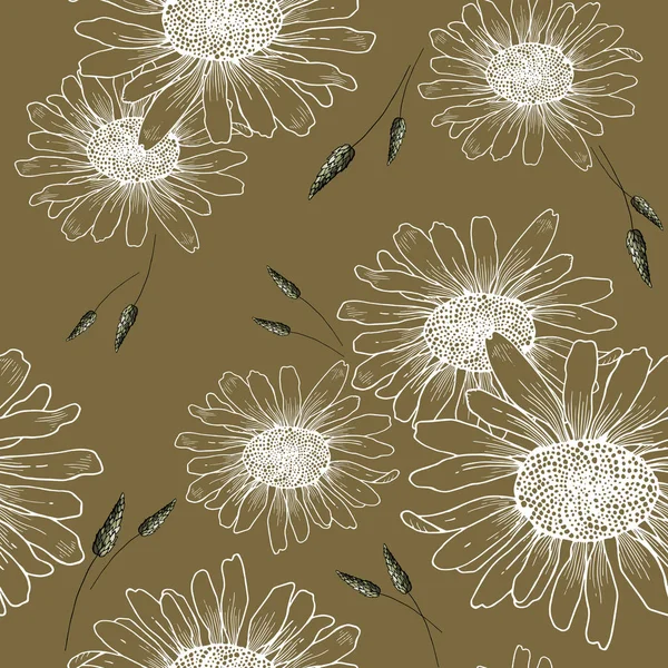 Blossom Sömlös Blommönster Vintage Bakgrund Tapet Blommande Realistiska Isolerade Blommor — Stock vektor