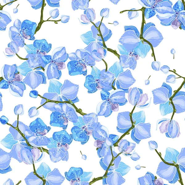 Modèle Fleurs Bohême Mélange Floral Dessiné Main Illustration Vectorielle Orchidée — Image vectorielle