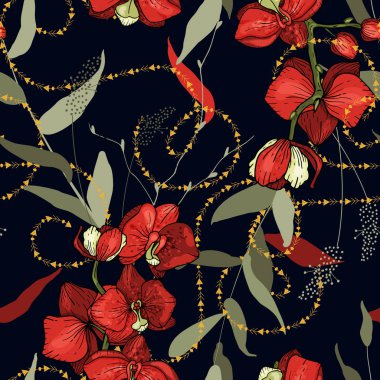 Modern çiçek tasarım ev tekstili için eşarp. Elle çizilmiş. Vektör