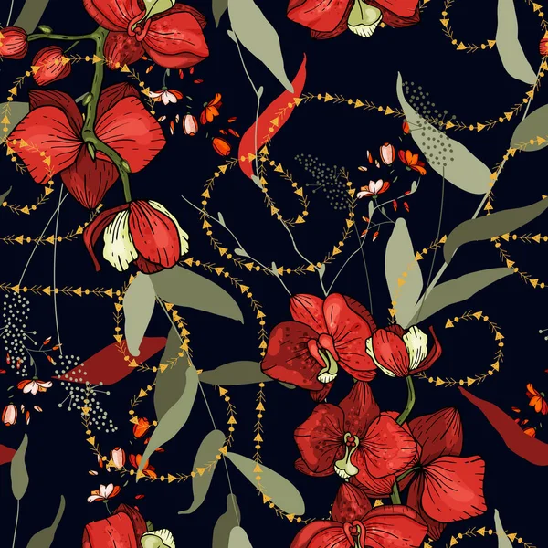 Design floral moderno. Ilustração vetorial desenhada à mão. Correntes — Vetor de Stock