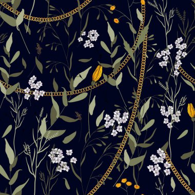 Modern çiçek tasarımı. El çizilmiş vektör çizim. Zincirler bot