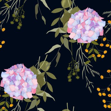 Vintage boho dikişsiz desen, buket dekorasyon. Sevimli vektör f