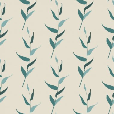 Pastel zeminde modern soyut çiçek illüstrasyon. Bitkisel