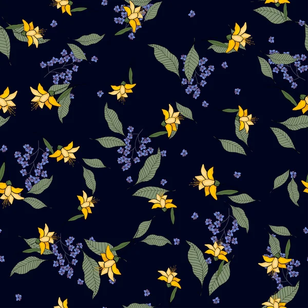 Fond d'écran floraison réaliste fleurs isolées dessinées à la main . — Image vectorielle