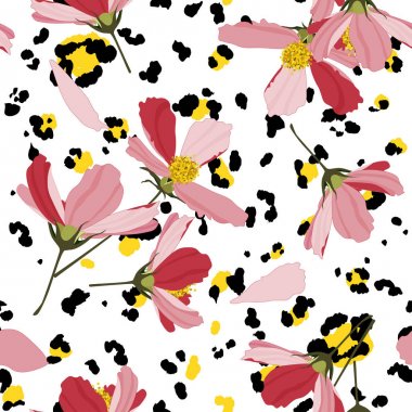 Wild safari flower illustration. Vector print. Trendy seamless vector